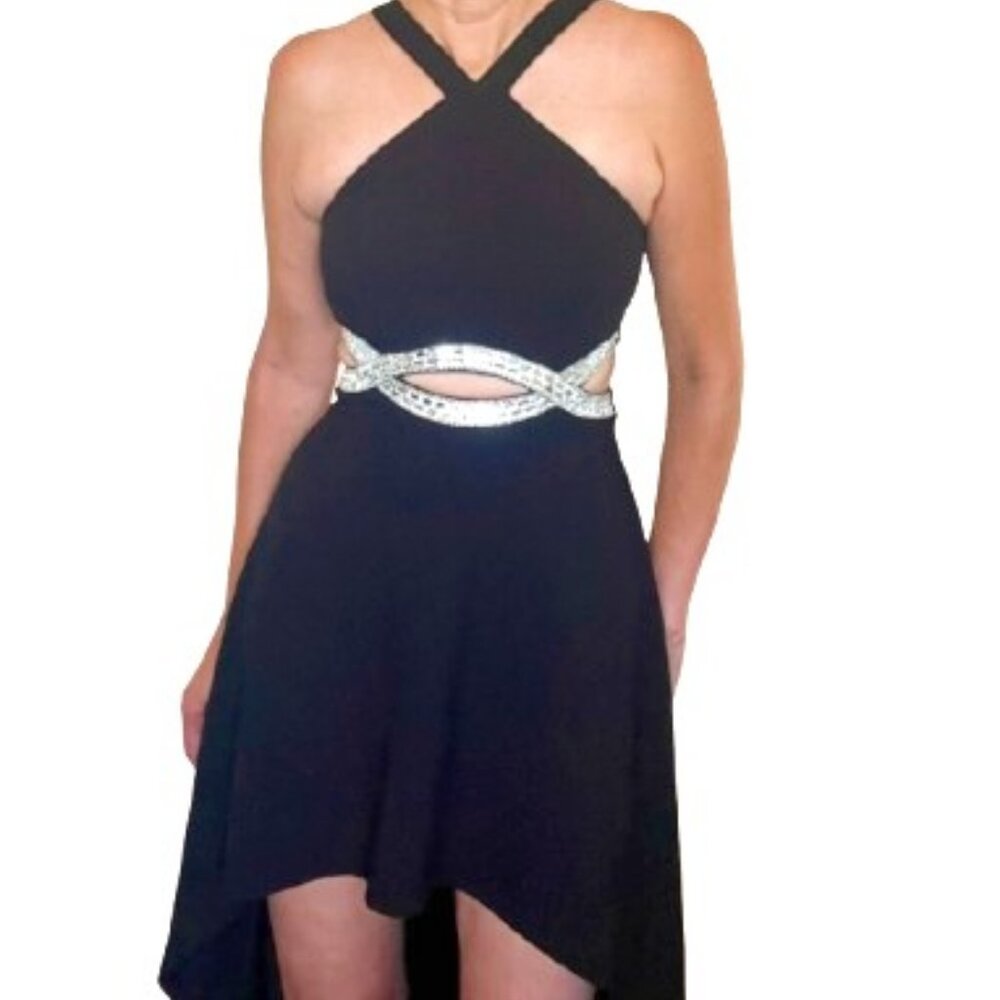 Black Speechless Gown, Black Speechless Dress with Crystals